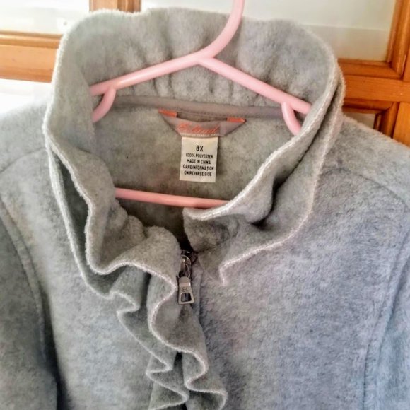 E.land KidsGirlsLt. GreyDouble Row RuffledZipperJacketSize 8X